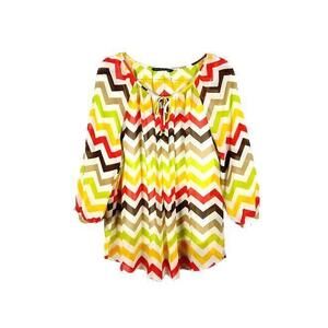 Zac & Rachel Women’s Zig Zag Semi-Sheer Long Sleeve Top w/ Cami  Sz.  L